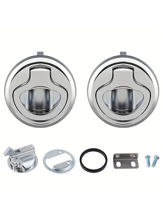 2 Sets Zinc Alloy RV Yacht Equalizer Pull Door Lock Silvery Color - Image 1